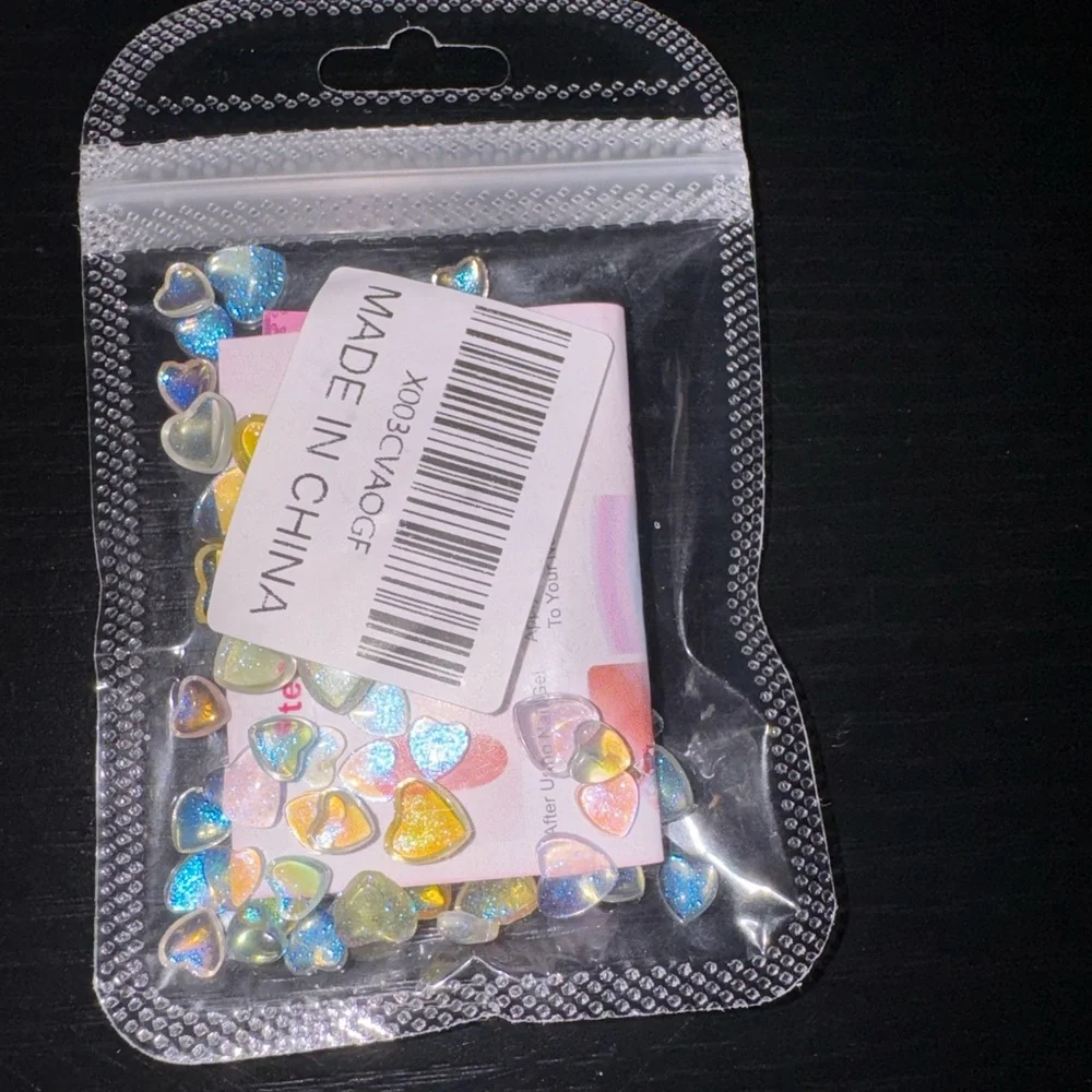 * 3 for 15 * Set of 3D Valentines Heart Nail Charms and Nail Sticker Hearts